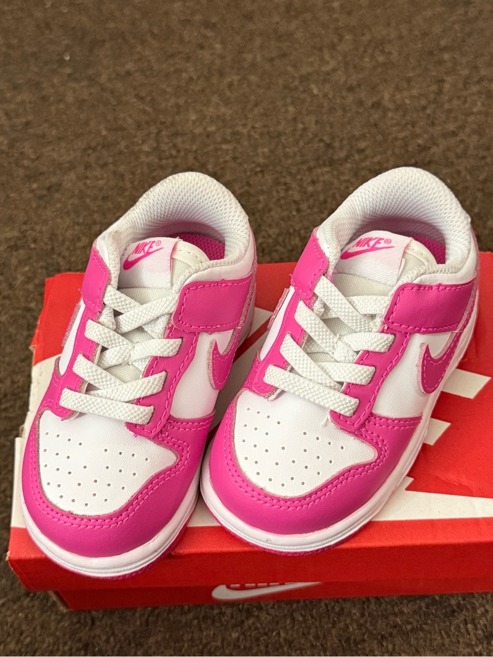 Nike Dunk Low Toddler Girls Pink White Sneakers Shoes w/ Box